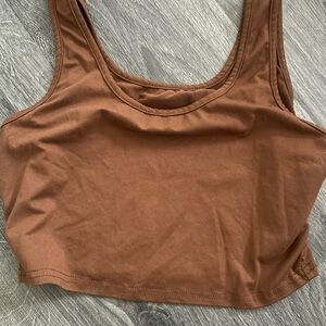 brown fitted cropped tank top